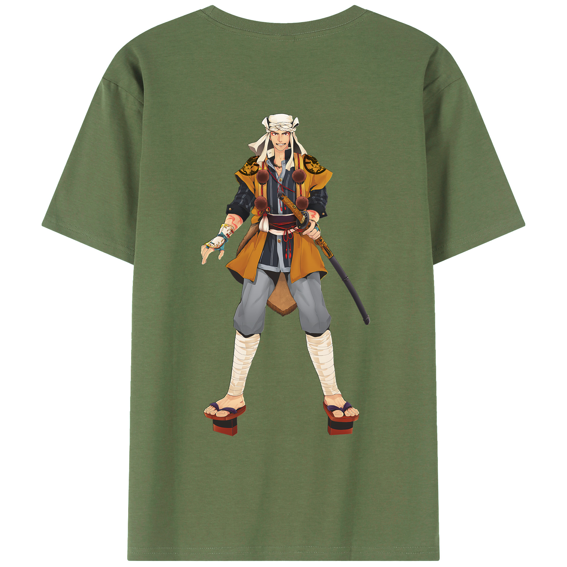 （画像用） 刀剣乱舞 Touken Ranbu 綿100％ メンズ半袖Tシャツ（バックプリント） 通気性